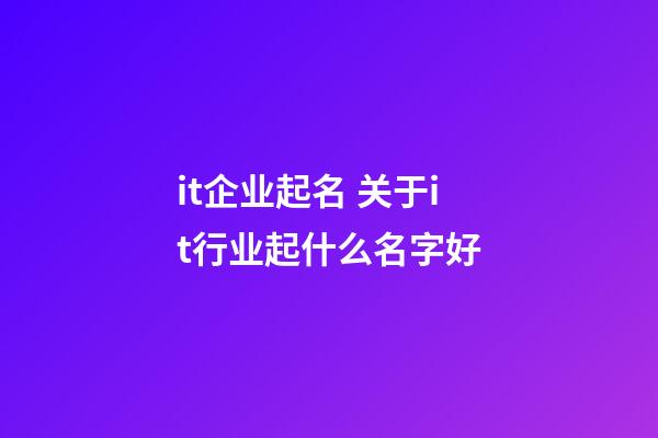 it企业起名 关于it行业起什么名字好-第1张-公司起名-玄机派